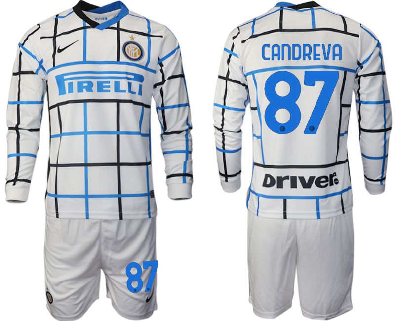 Men 2020-2021 club Inter milan away long sleeve #87 white Soccer Jerseys->inter milan jersey->Soccer Club Jersey